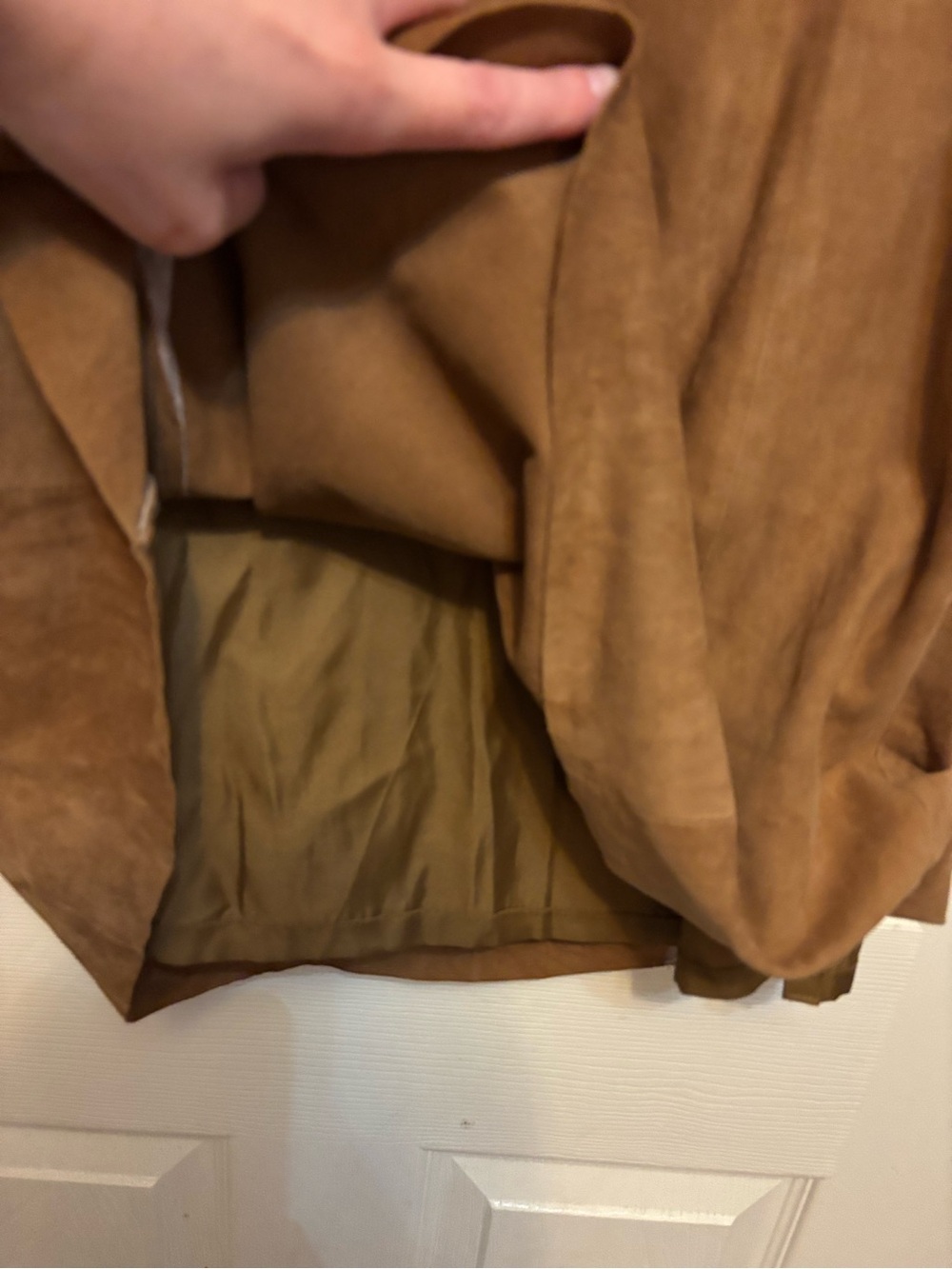Brooks Brothers Brown Goat Suede Midi Skirt Paneled A-Line Boho Western Size 4 - Picture 2 of 4
